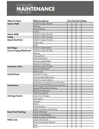 Maintenance Schedule Checklist - Examples, How to Make, PDF