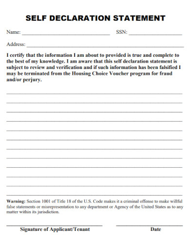 self declaration form for student