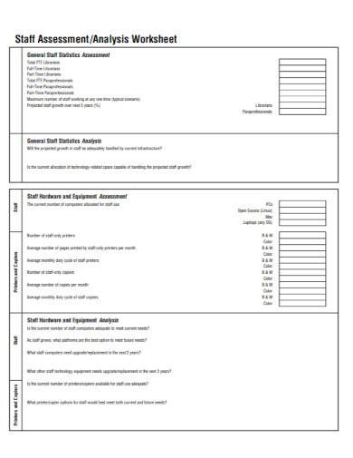 staff assessment worksheet