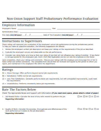 Staff Probationary Evaluation