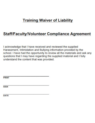 staff training compliance agreement