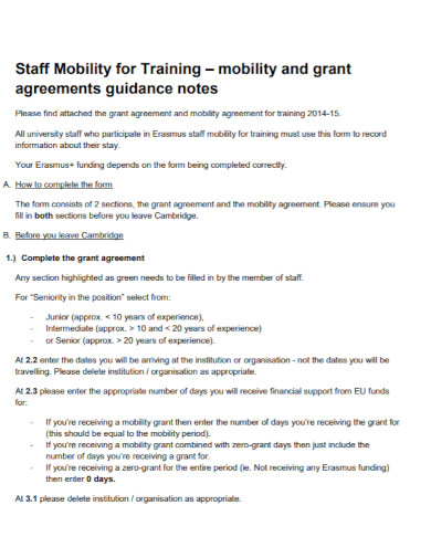 staff training grant agreement