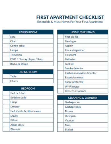 standard apartment maintenance checklist