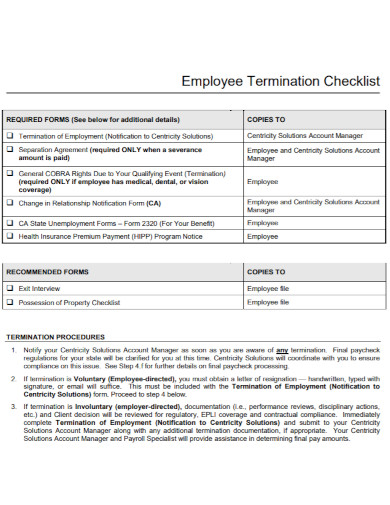 10+ Employee Termination Checklist Examples [ Company, Restaurant ...