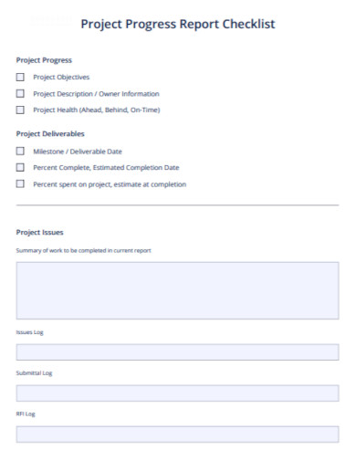 standard project status report checklist