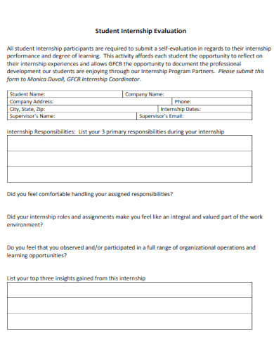 Internship Evaluation - 10+ Examples, Format, Pdf | Examples