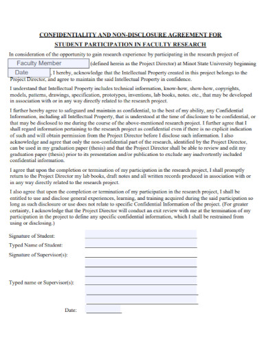 student non disclosure and confidentiality agreement