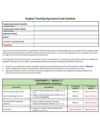 student teaching agreement template