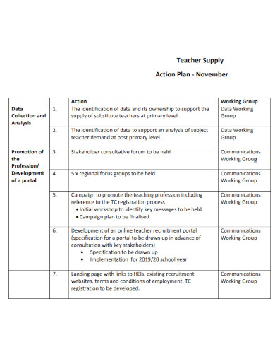 teacher supply action plan