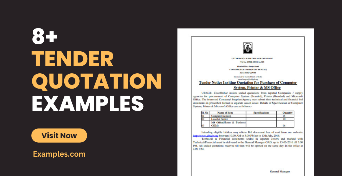 Tender Quotation Examples