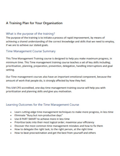 training management plan template