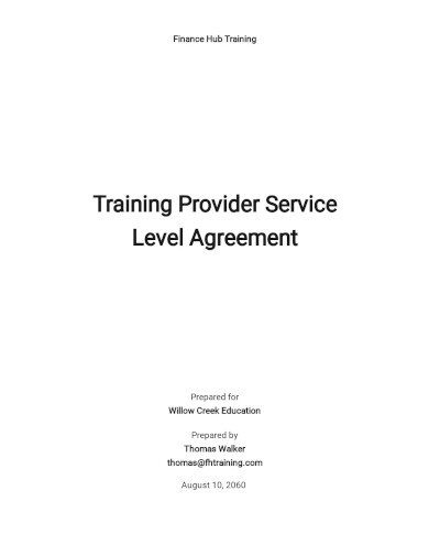 training provider service level agreement template