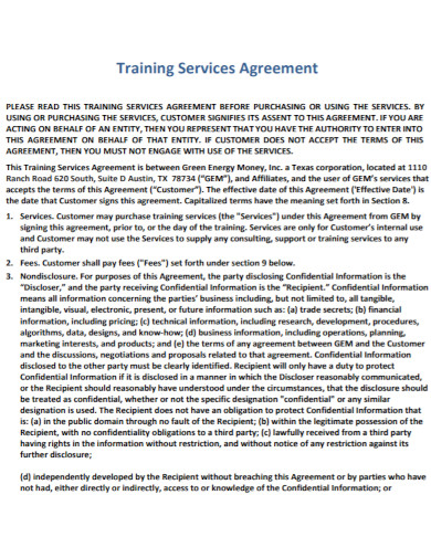 training services agreement in pdf