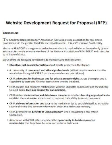 website development request for proposal