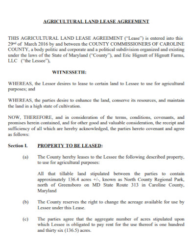 agricultural land lease agreement