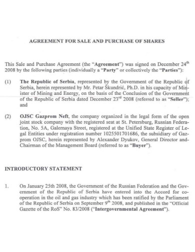 basic sale of shares agreement