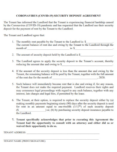 covid 19 security deposit lease agreement