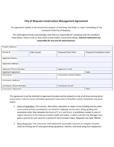 city construction management agreement