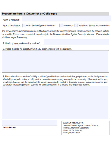 co worker evaluation template