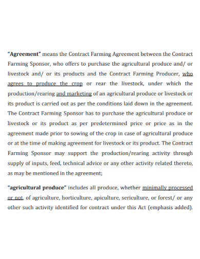 draft contract farming agreement