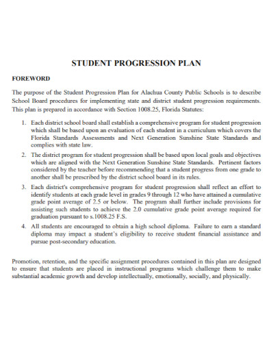 Elementary School Student Progression Plan