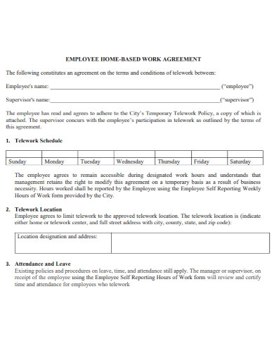 Home-Based Work Agreement - 4+ Examples, Format, Pdf | Examples