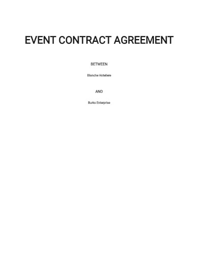 Event Contract Agreement Template