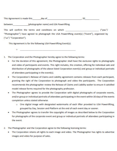 event photography proposal agreement