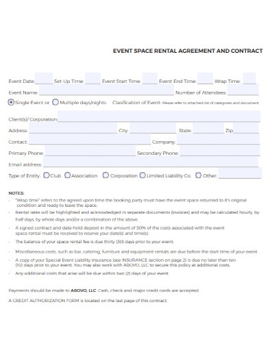 event rental contract agreement