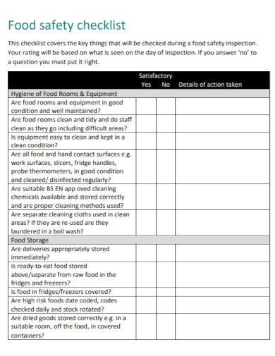 5 Food Safety Inspection Checklist Examples In Pdf Examples 5150