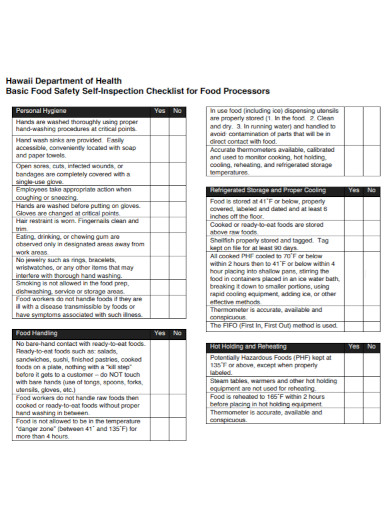 5+ Food Safety Inspection Checklist Examples in PDF | Examples