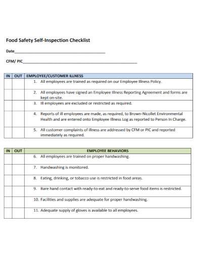 5 Food Safety Inspection Checklist Examples In Pdf Examples 9472