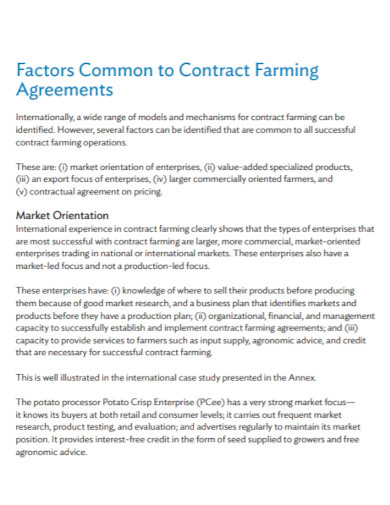formal contract farming agreement