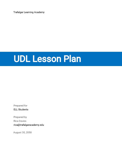 free udl lesson plan for ell students template