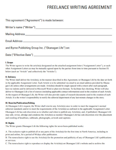 freelance writer agreement in pdf