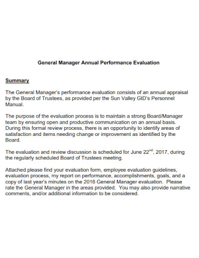 general manager annual performance evaluation