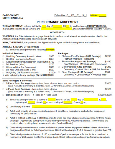 general performance agreement contract