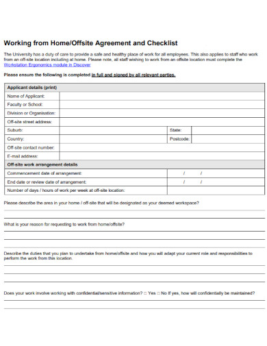 home based work agreement checklist