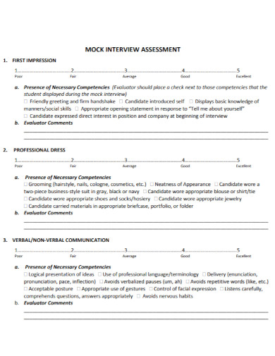 job mock interview assessment