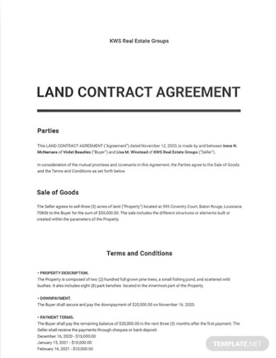 land contract agreement template
