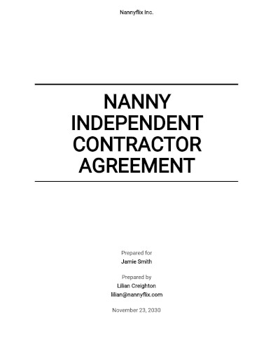 nanny independent contractor agreement template