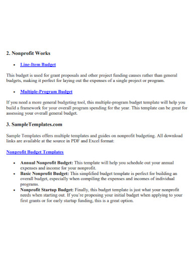 nonprofit multiple program budget