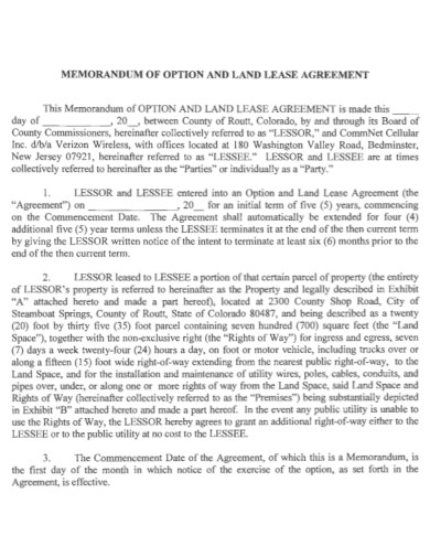 option to land lease agreement