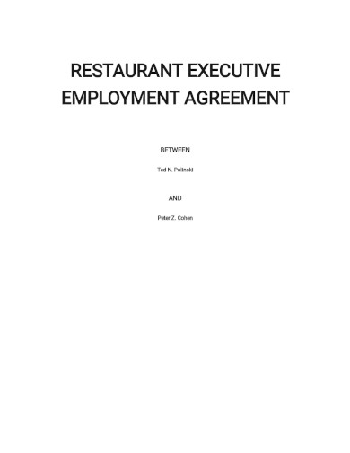 restaurant executive employment agreement template