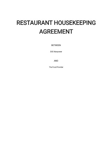 restaurant housekeeping agreement template