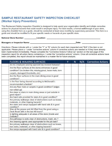 10+ Examples, How To Write, Restaurant Safety Checklist - Format, Pdf