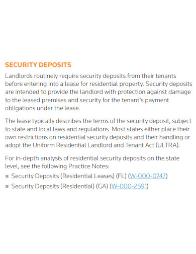 security deposit lease agreement template