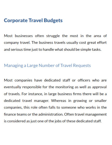 standard corporate travel budget