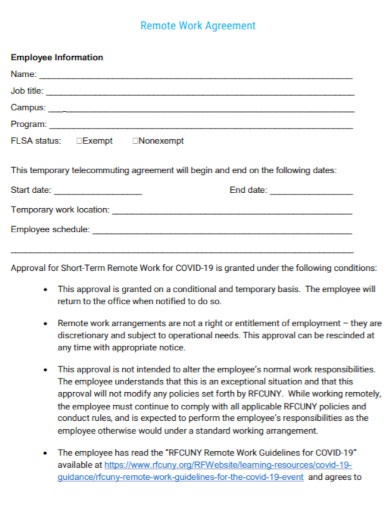 Cuny Remote Work Agreement