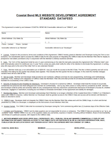 standard website development agreement